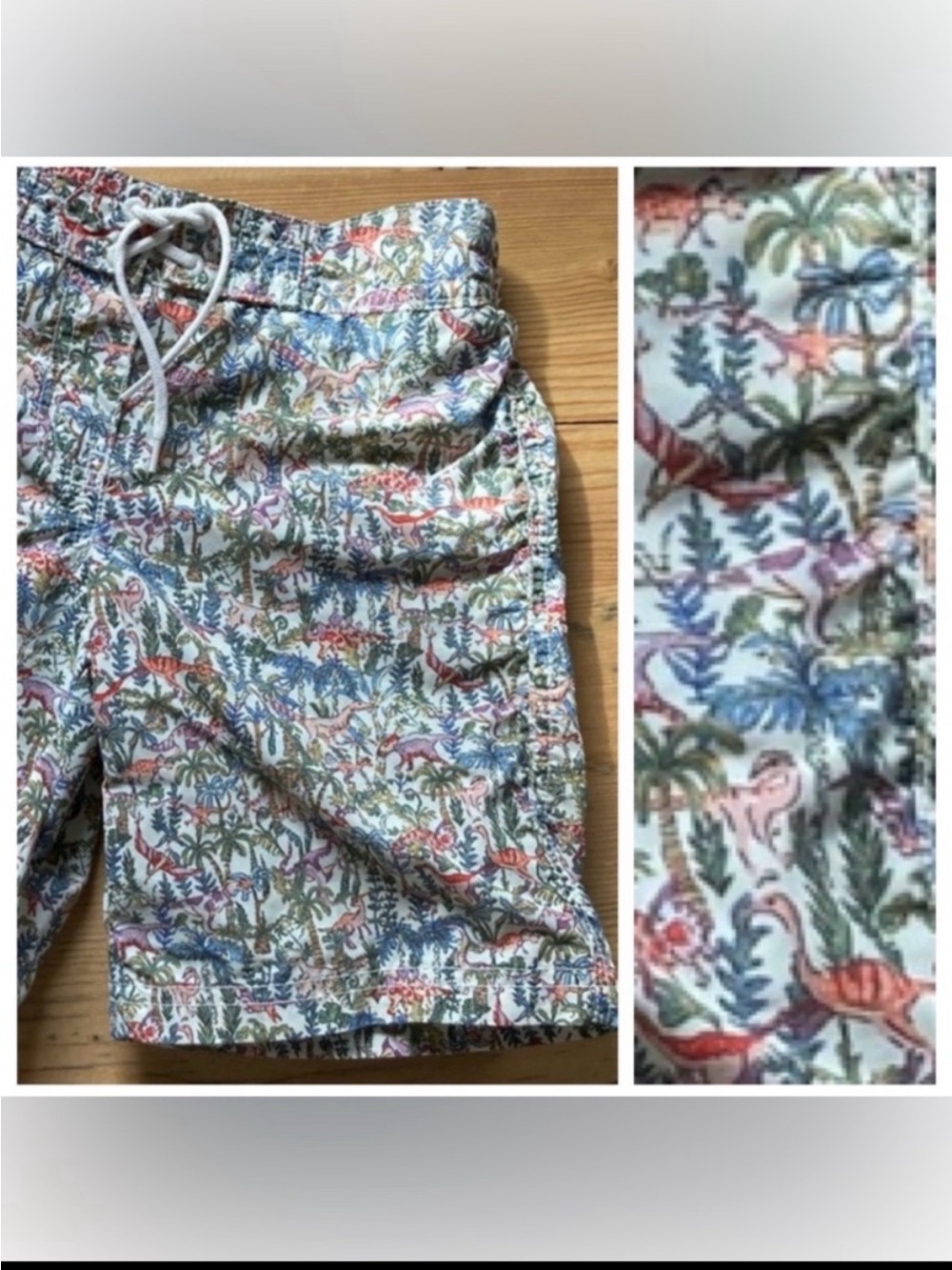 LIBERTY® RUMBLE AND ROAR SWIM TRUNK By Janie and Jack Ivory Dinosaur Print